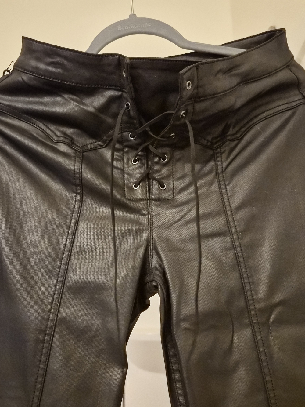 Idyllwind Black Lace-Up Faux Leather Flare Pants